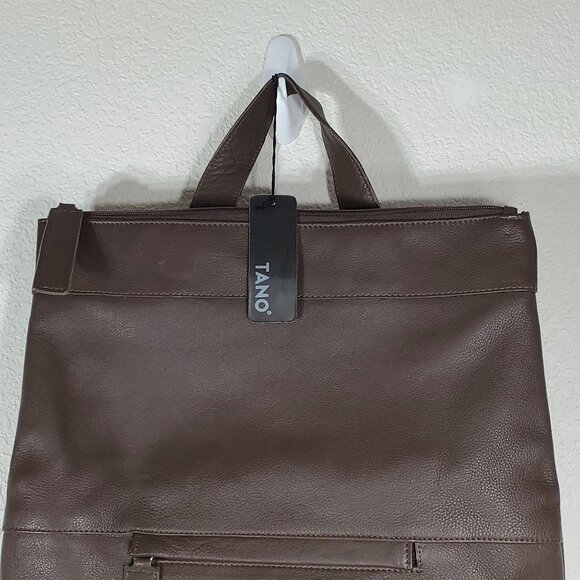 NWT Tano Brown Italian Leather Backpack With Adjustable Straps & Top Handle - Picture 11 of 14